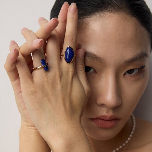 ✨ Artisan Original Lapis Lazuli Crystal Point Ring | S925 Gold Minimalist - Picture 14 of 14